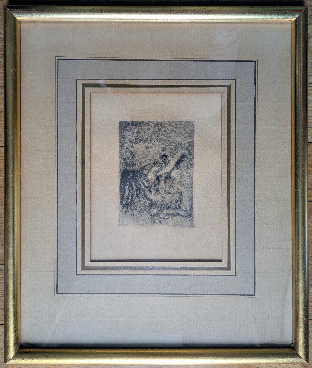 Pierre Auguste Renoir, *the Hat Pinned*—engraving On Vellum, 1894-photo-4