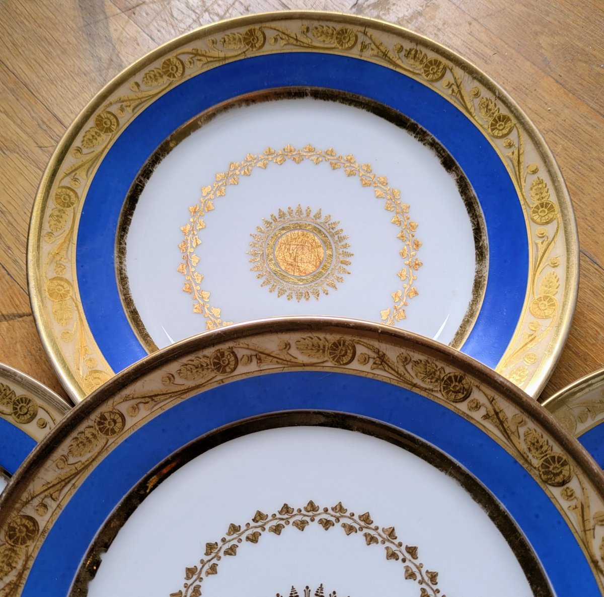 Duhamel, Restoration Period—set Of 5 Porcelain Dessert Plates—charles X-photo-3