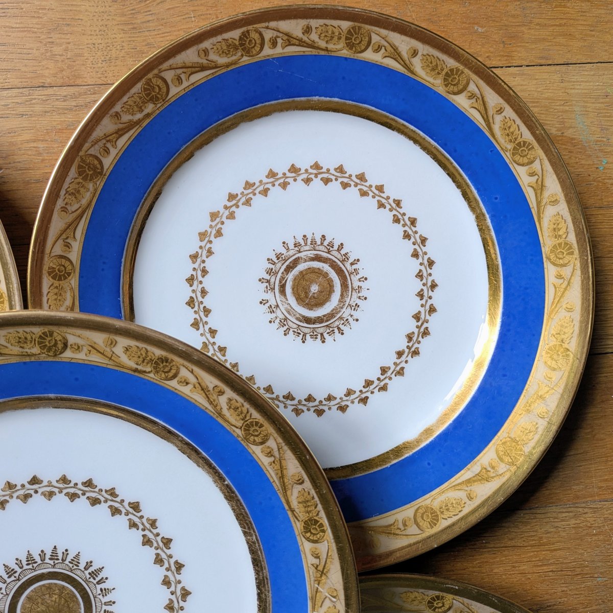 Duhamel, Restoration Period—set Of 5 Porcelain Dessert Plates—charles X-photo-1