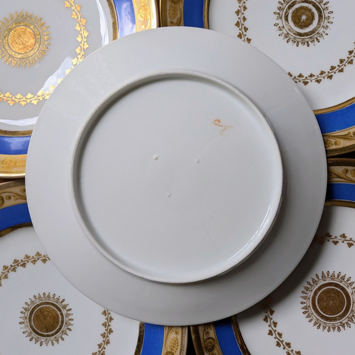 Duhamel, Restoration Period—set Of 5 Porcelain Dessert Plates—charles X-photo-2