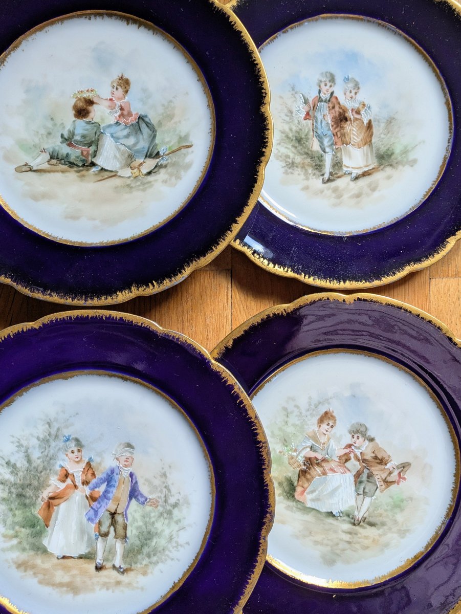 Jean Pouyat, Limoges - suite de 6 assiettes et un plat en porcelaine-photo-2