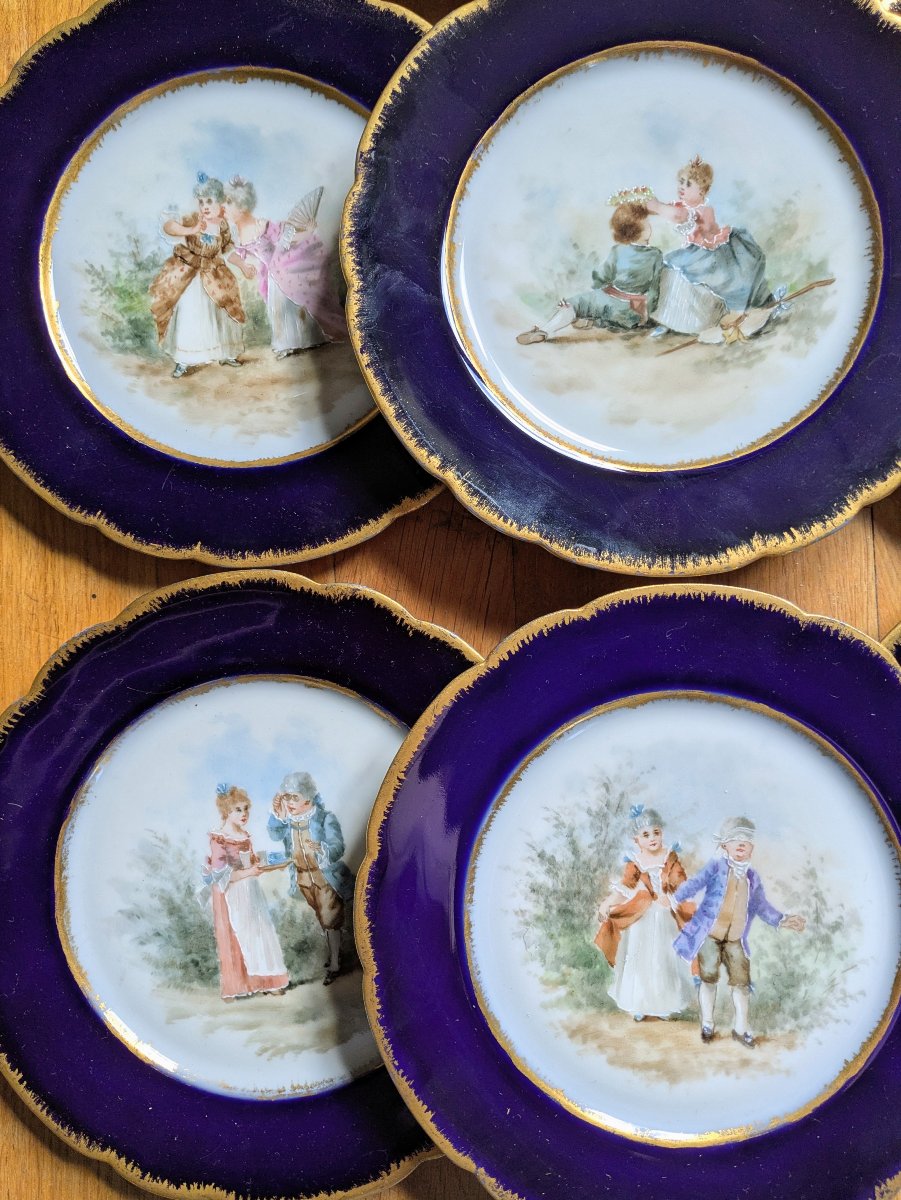 Jean Pouyat, Limoges - suite de 6 assiettes et un plat en porcelaine-photo-4
