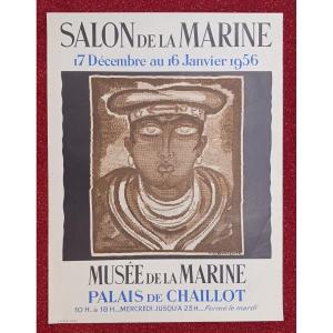 Waroquier, d'après - affiche lithographie du Salon de la Marine 1956 - Palais de Chaillot 