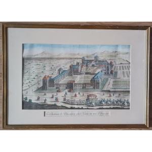 Paris, vers 1770 - vue d'optique du château de Vincennes - colorisée