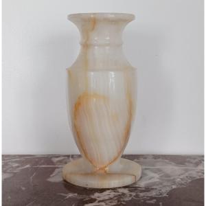 Intéressant vase balustre - albâtre ou onyx rubané tourné - travail moderne
