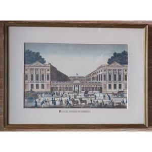 Paris, vers 1820 - vue d'optique du château de Compiègne - colorisée
