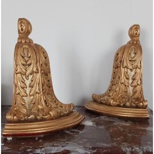 Pair Of Wall Brackets - Gilded Wood - Louis XVI Style