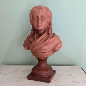 Houdon, d'après - buste de Louis XVII en terre cuite