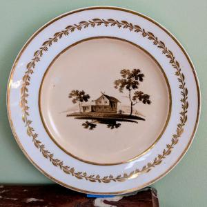 Manufacture Popov à Moscou - assiette de table en porcelaine - époque Restauration 