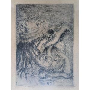 Pierre Auguste Renoir, *the Hat Pinned*—engraving On Vellum, 1894