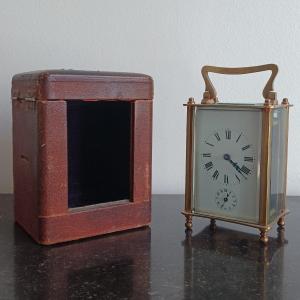 Travel 'alarm Clock' - With Its Case - Art Nouveau - Overhauled