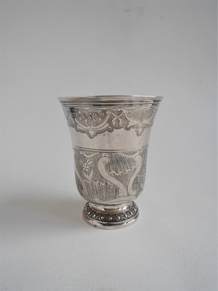 Engraved Beaker, Sterling Silver By Debrie, Paris, 1766-photo-2