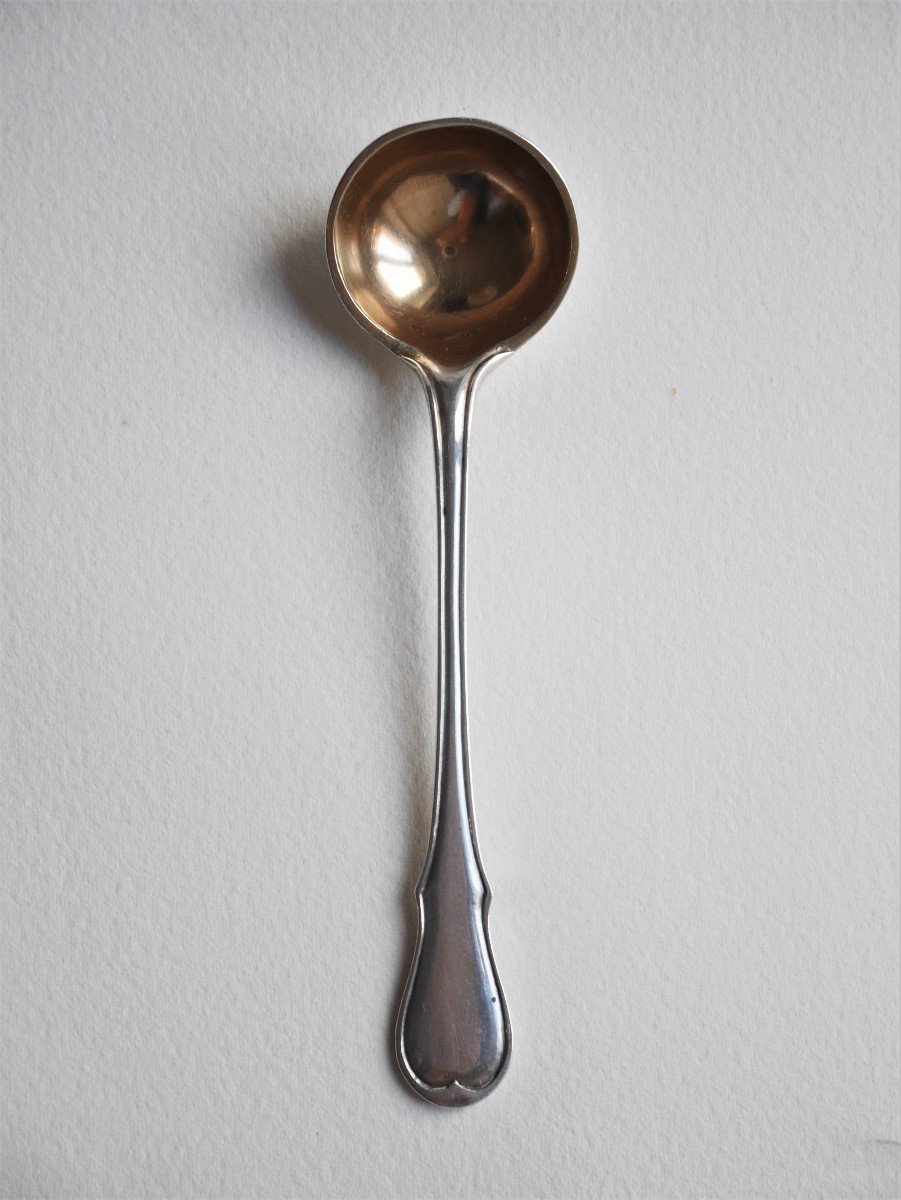 Silver Mustard Spoon, Leuven, 18th Century-photo-3