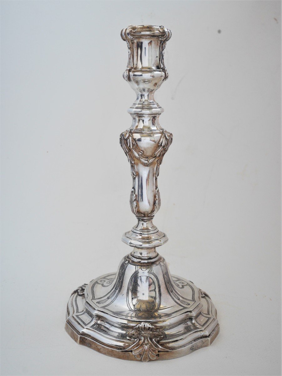 Pair Of Silver Candlesticks By Christophe-françois Legast, Paris, 1773-1774-photo-2