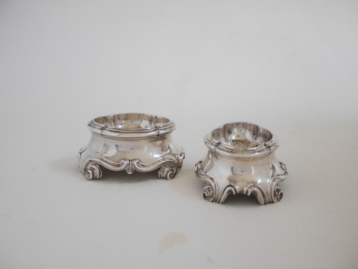 Paire De Salières En Argent, Nancy Par Christophe Aubertin, Vers 1740-1770-photo-2