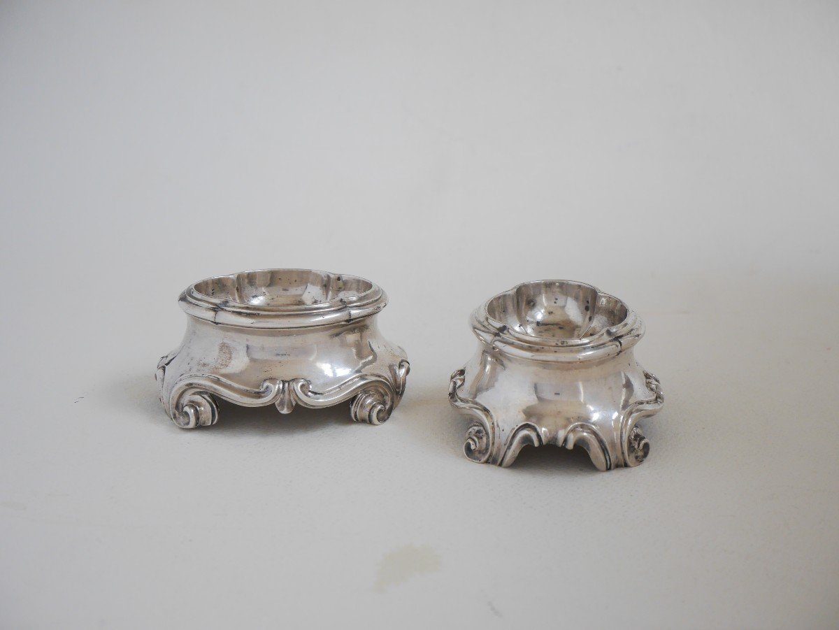 Paire De Salières En Argent, Nancy Par Christophe Aubertin, Vers 1740-1770-photo-4