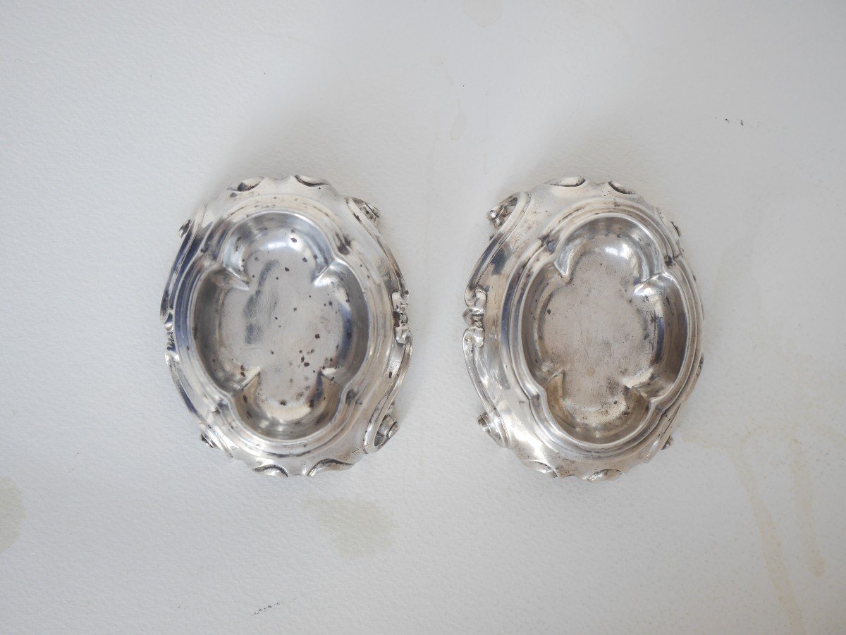 Paire De Salières En Argent, Nancy Par Christophe Aubertin, Vers 1740-1770-photo-2