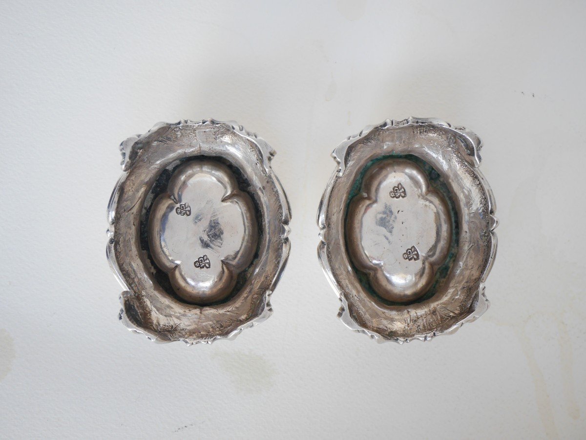 Paire De Salières En Argent, Nancy Par Christophe Aubertin, Vers 1740-1770-photo-3