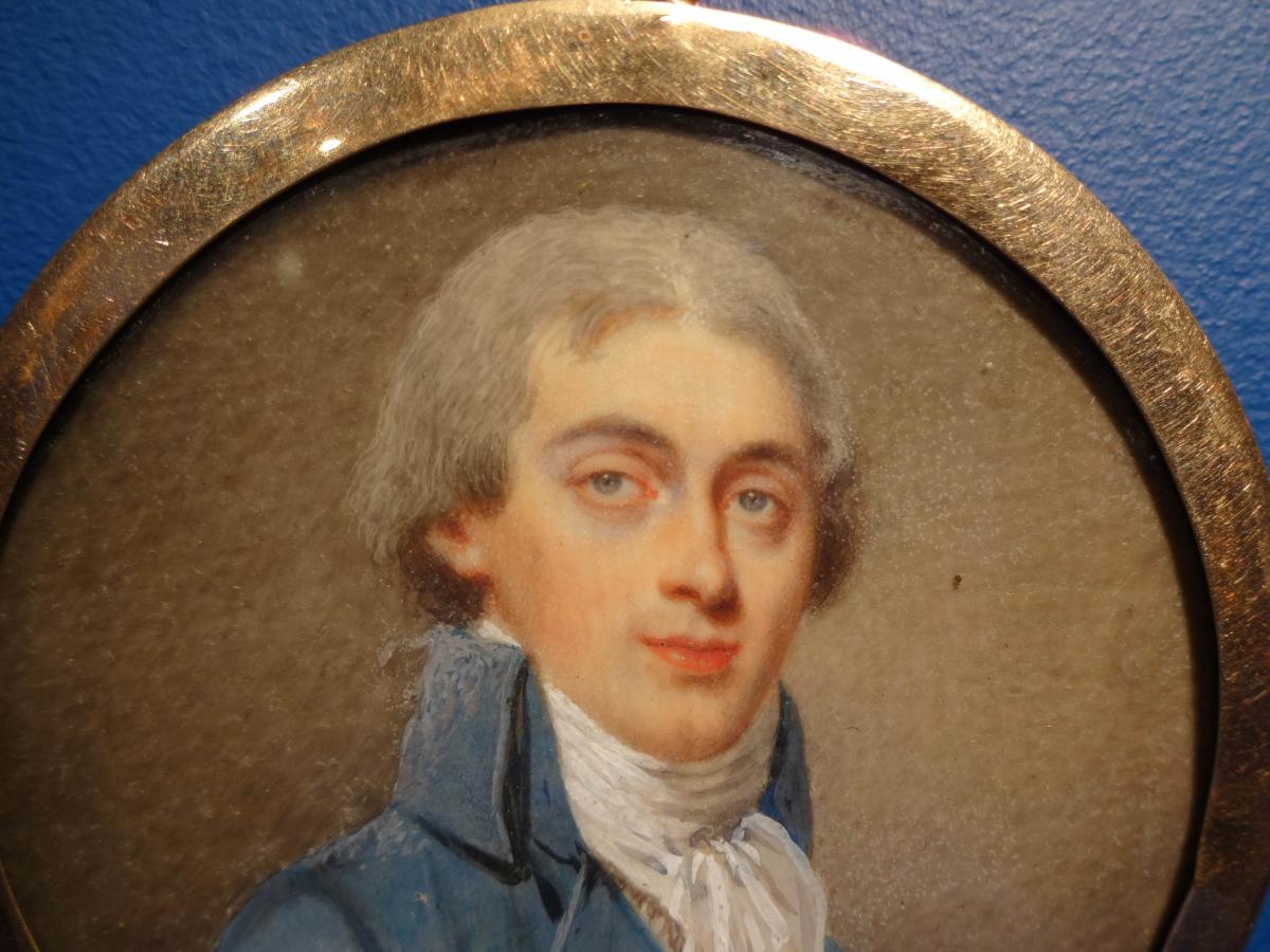 Portrait Miniature, French School, End Of Eighteenth Century-photo-3