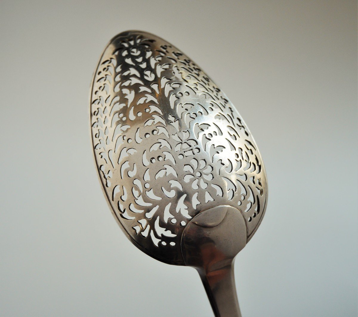 Olive Spoon With Ernault De Moulin Coat Of Arms, Silver, Paris, 1784-1785-photo-1