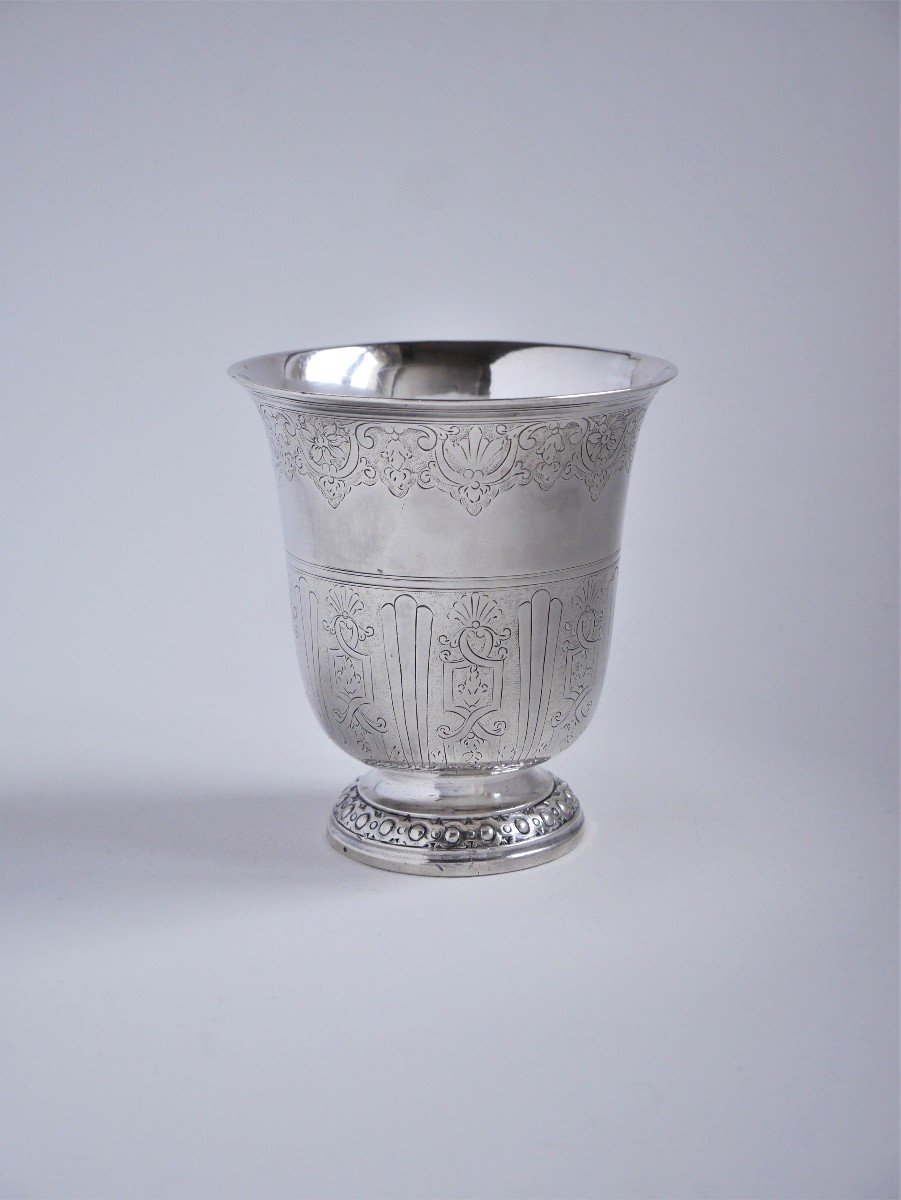 Timbale Gravée En Argent Par François-isaac Balduc, Sens, 1738-1745 -photo-1