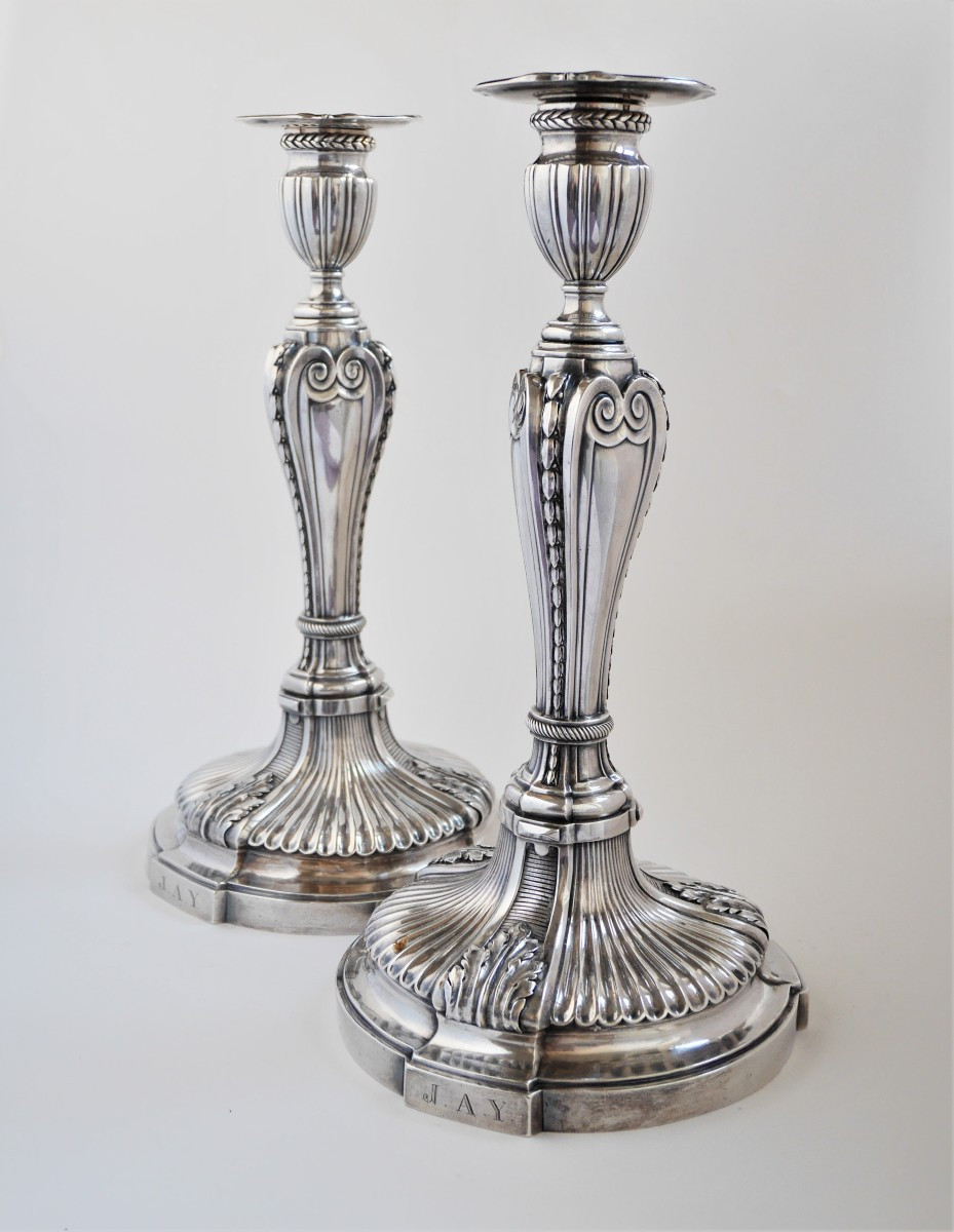 Pair Of Silver Candlesticks In The "greek Style" By Antoine Dutry, Paris, 1778-1779