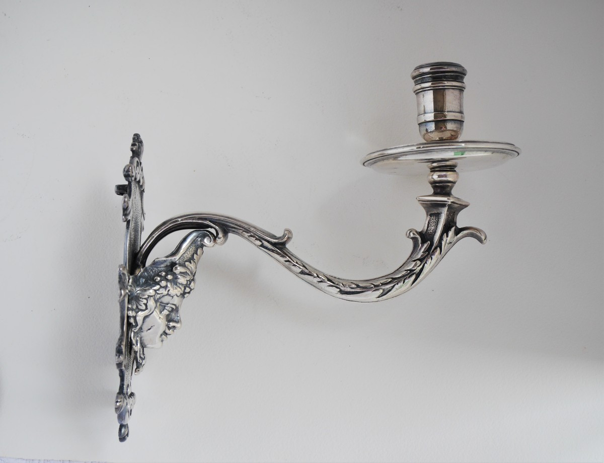 Pair Of Silver-plated Wall Lights Or Sconces, Early 18th Century-photo-3