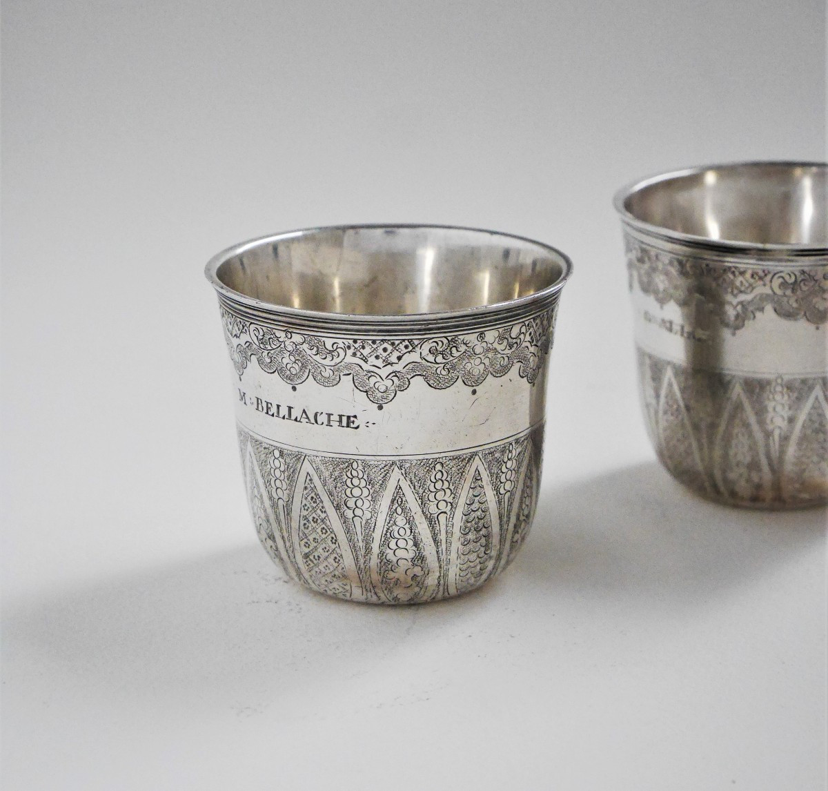 Pair Of Engraved Beakers, Silver, Jean Debrie, Paris, 1743-1744-photo-4