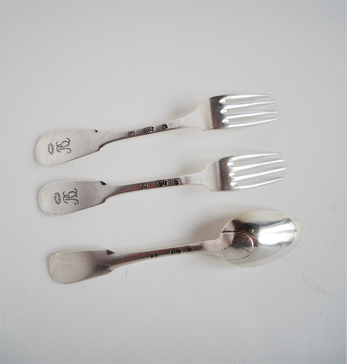 Ensemble fourchettes et cuillère (couvert) en argent par Joseph Dulaurier, Pau, 1778-1785