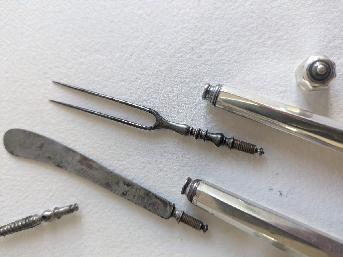 Silver And Steel Travel Cutlery, England, Circa 1690-photo-3