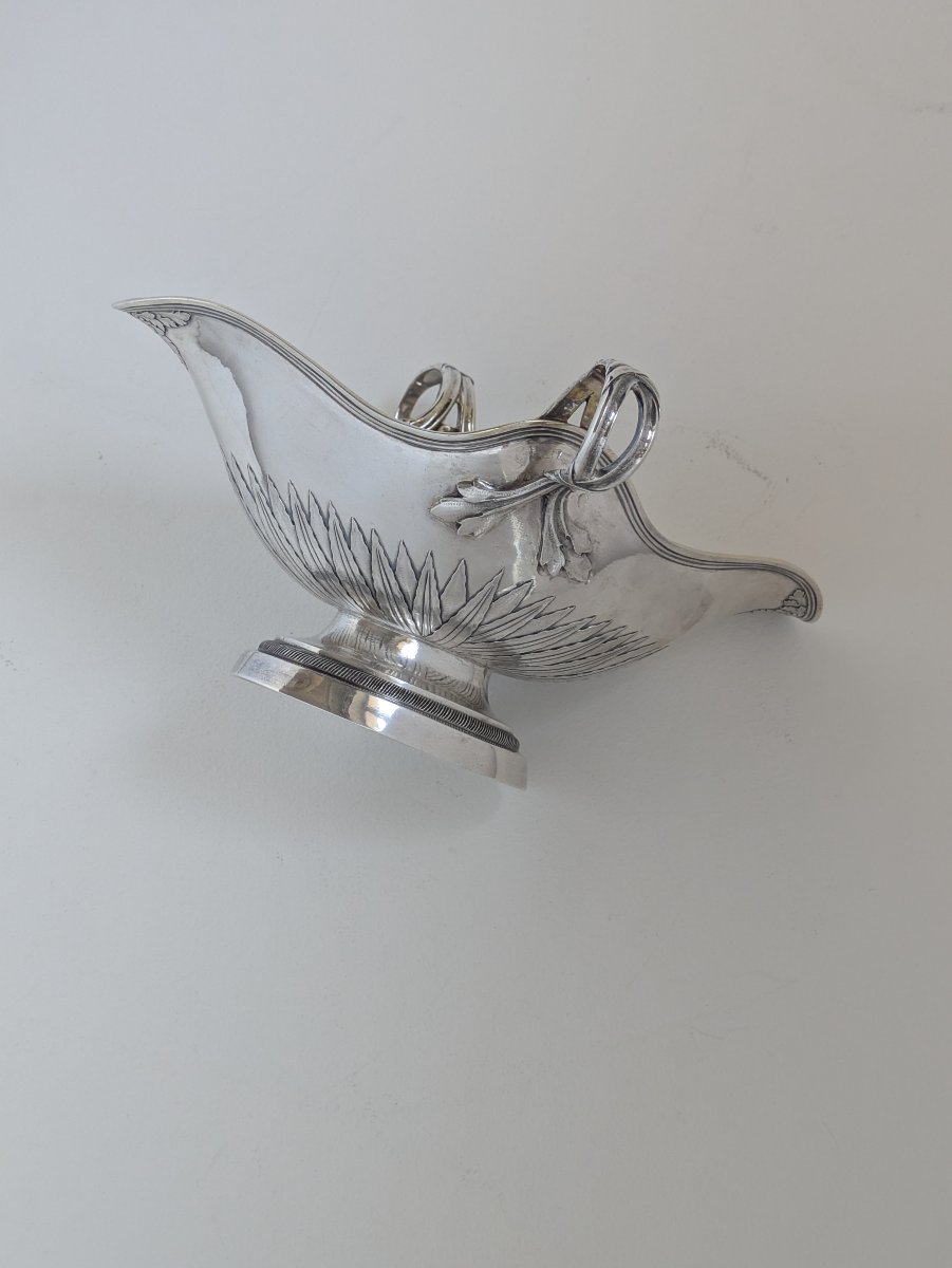 Sterling And Gilt Silver Sauce Boat By Alberti, Strasbourg, 1789 -photo-2