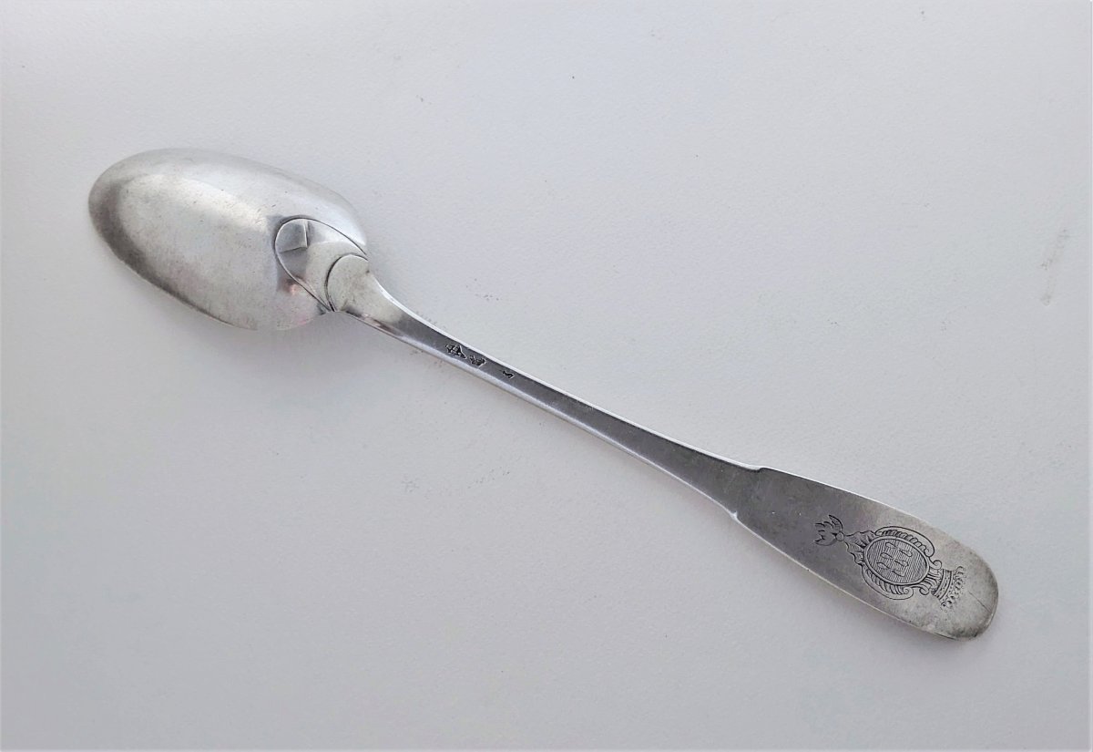 Albi : cuillère à ragoût armoriée en argent par Jean-Bernard Vieuseux, après 1758-photo-2