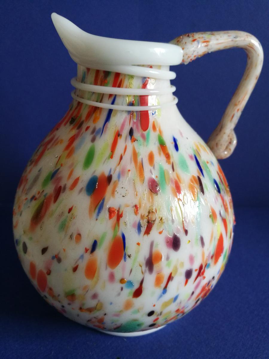 Opaline Glass Pitcher, France, Early XIXth Century