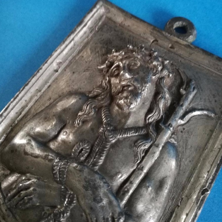 Plaque, Ecce Homo,tin, Spain, 17th Century-photo-4