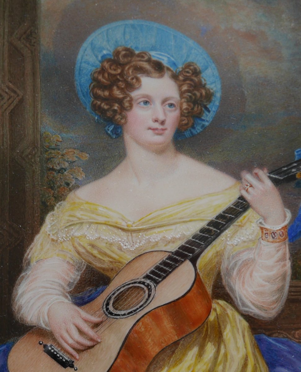 Miniature : "Élégante à la guitare", école anglaise, vers 1830-photo-2