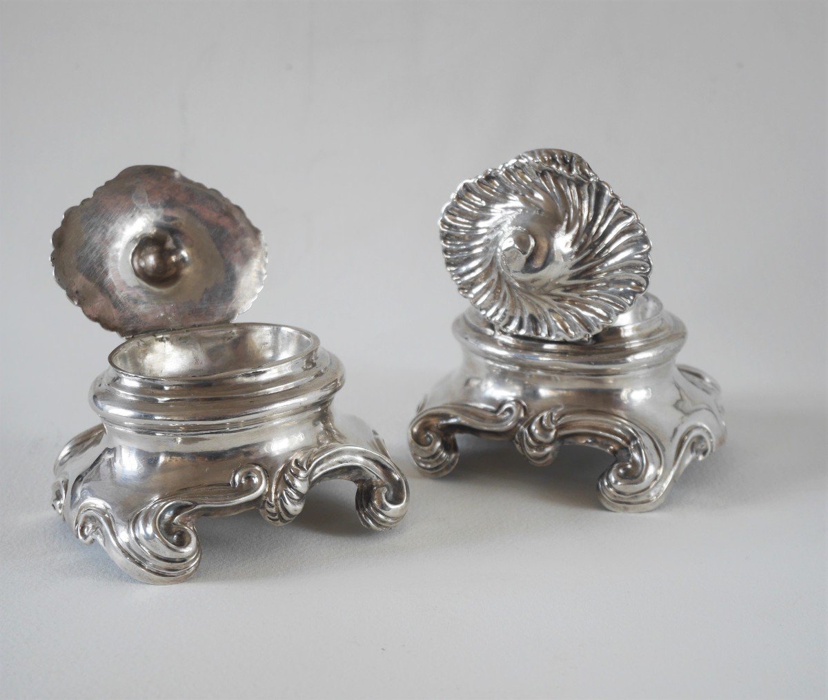 Pair Of Trencher Salt  , Sterling Silver, Guillaume Brunet, Arles, 1774-photo-4
