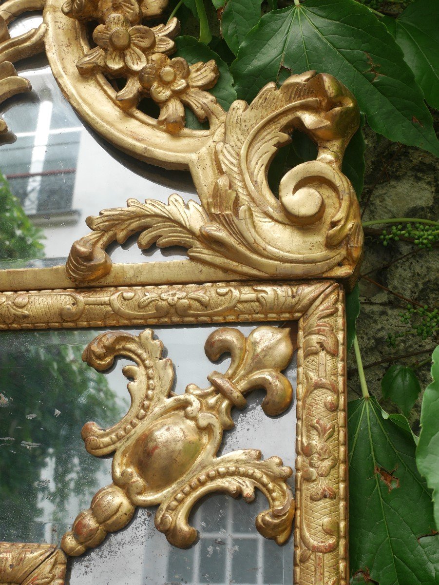 Miroir à Parcloses En Bois Doré, France (Provence), Louis XIV - Régence-photo-3