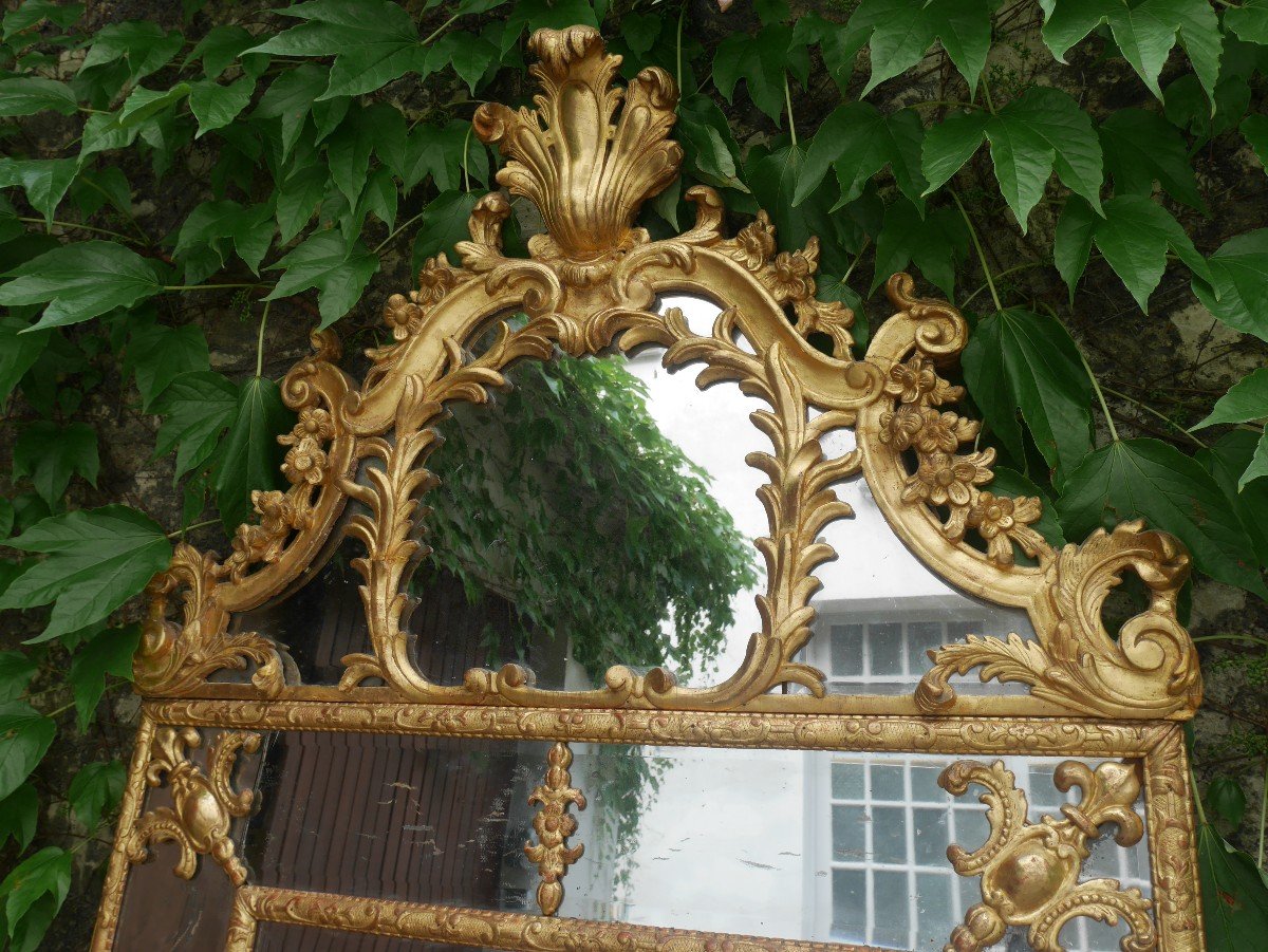 Miroir à Parcloses En Bois Doré, France (Provence), Louis XIV - Régence-photo-4