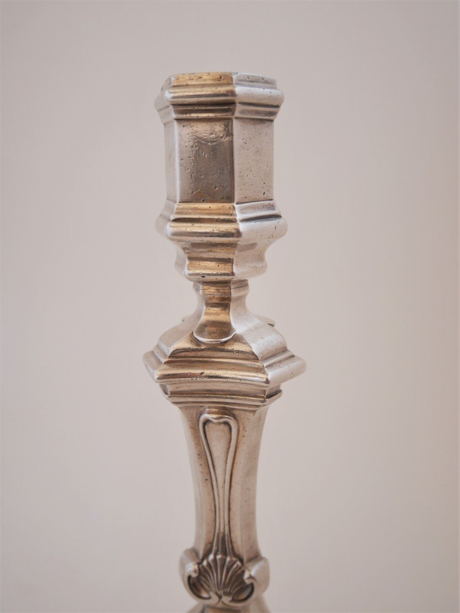 Pair Of Candlesticks, Sterling Silver, Jean Delane, Bayonne, 1743-1744-photo-4