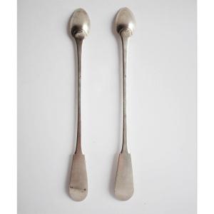 Pair Of Apothecary Spoons, Sterling Silver, Paris, 1750-1756