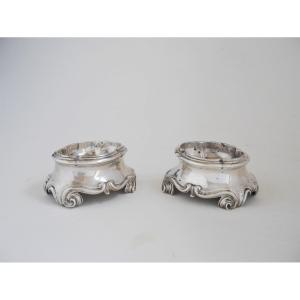 Pair Of Silver Salt , Nancy By Christophe Aubertin, Circa 1740-1770