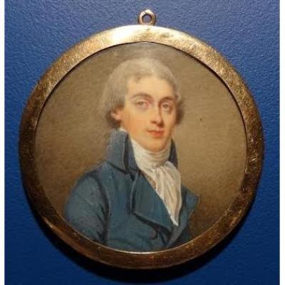 Portrait Miniature, French School, End Of Eighteenth Century