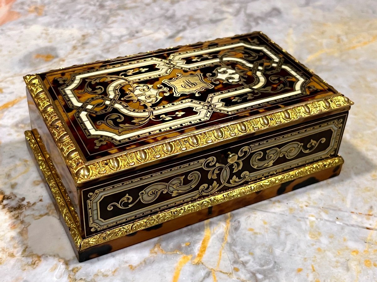 Box Jewelry Box Napoleon III Marquetry Boulle Bronze Nineteenth