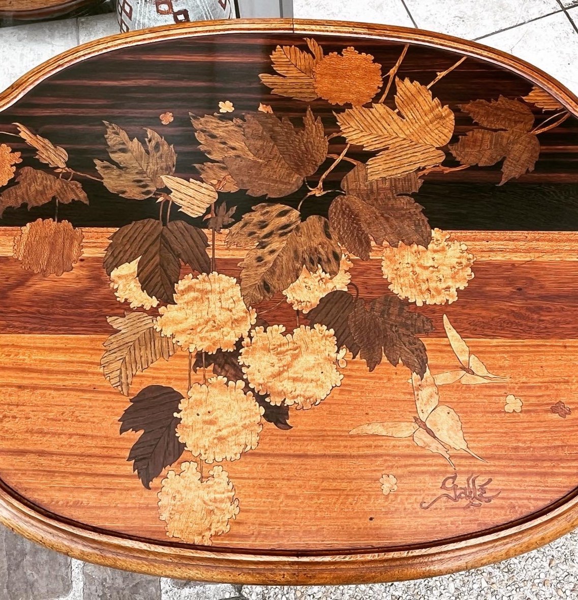 Table Guéridon Marqueterie émile Gallé Art Nouveau  1900-photo-2