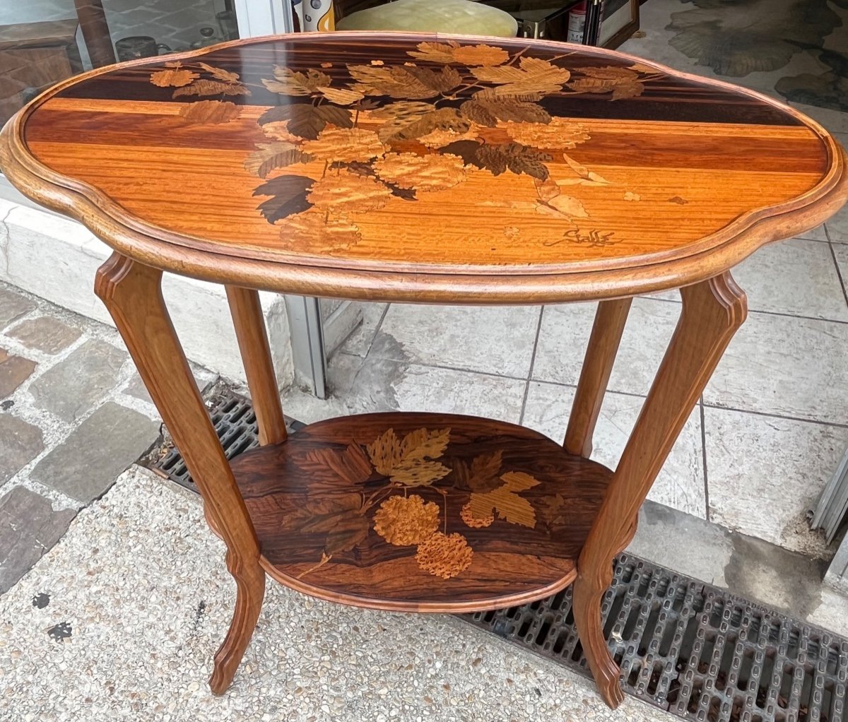 Table Guéridon Marqueterie émile Gallé Art Nouveau  1900-photo-2