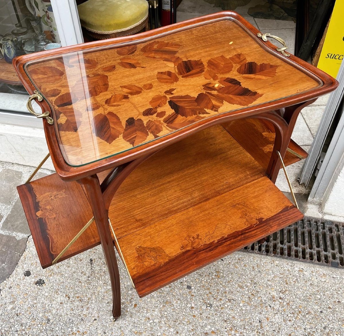 Louis Majorelle Art Nouveau Tea Table 1900 Hazelnut Mouse-photo-3