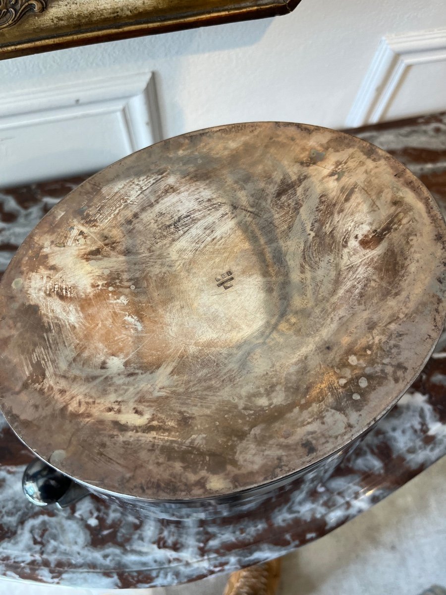 Luc Lanel (1893 - 1965) For Christofle Large Champagne Bucket Transat Model-photo-1