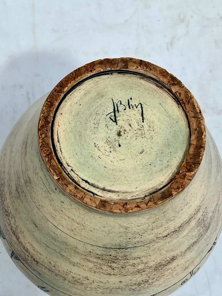 Large And Large Ceramic Vase Fantastic Animals Jacques Blin 1950-1960-photo-1