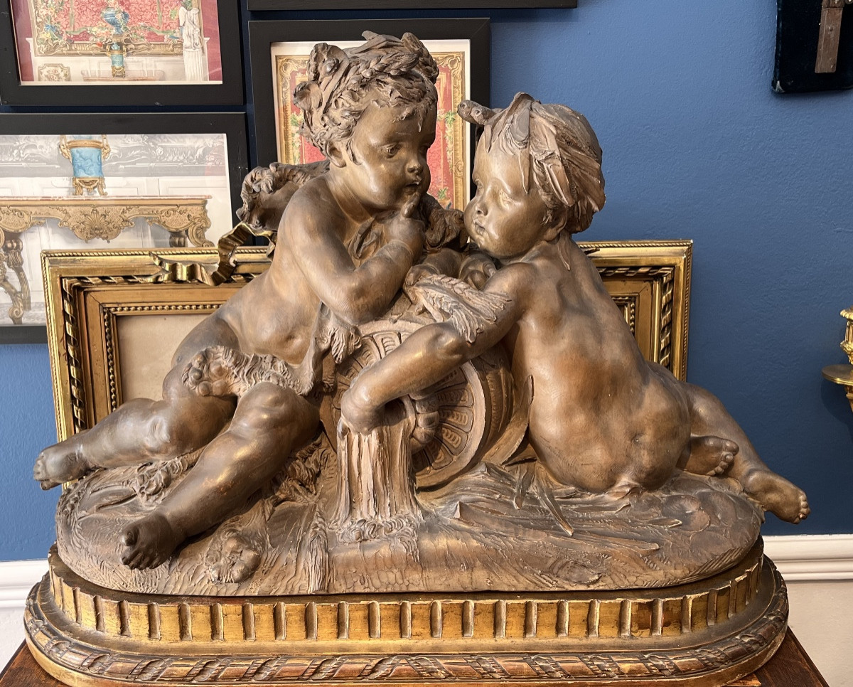 Carrier Belleuse « la Source » Terre Cuite Patiné Signé Et Datée 1864