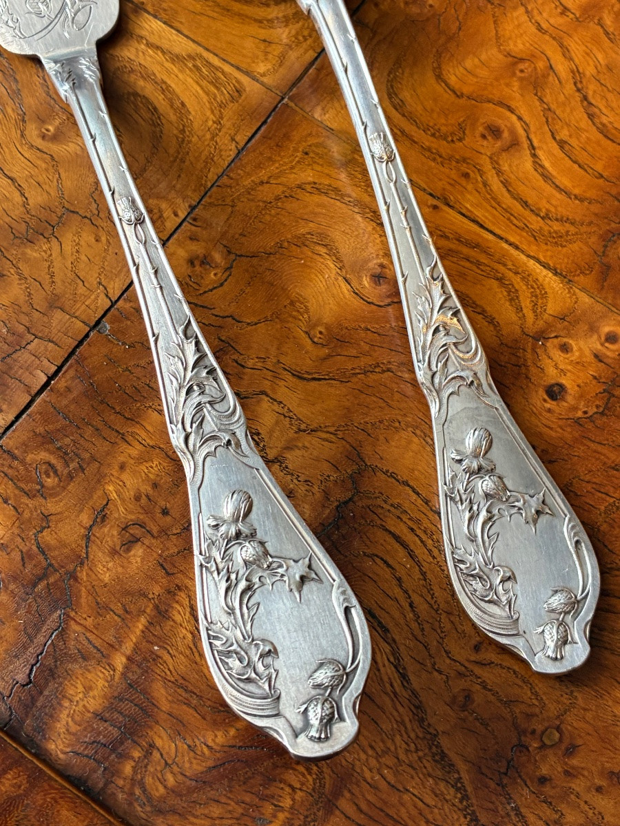 Service à Poisson argent massif Ep Art Nouveau 1900 Boulenger-photo-2